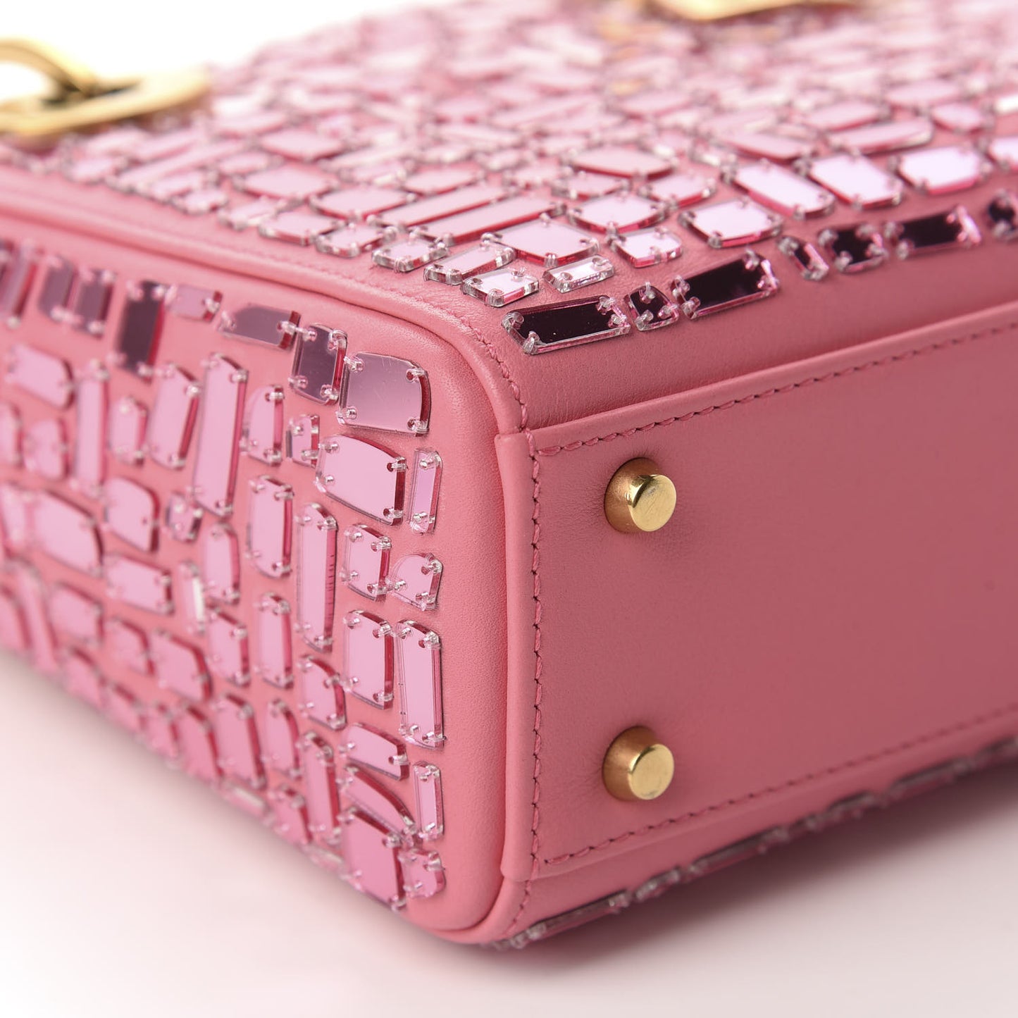Smooth Calfskin Embroidered Mini Mosaic of Mirrors Lady Dior Pink