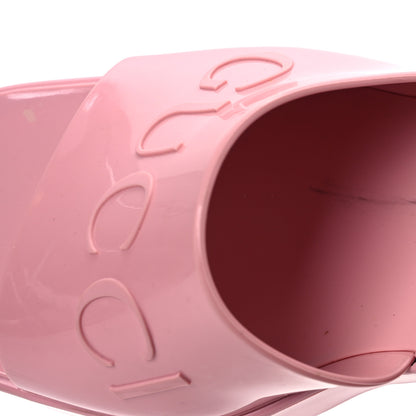 Gucci Rubber Gucci Logo Womens Platform 20/60mm Slide Sandals 38 Wild Rose 11 of 15