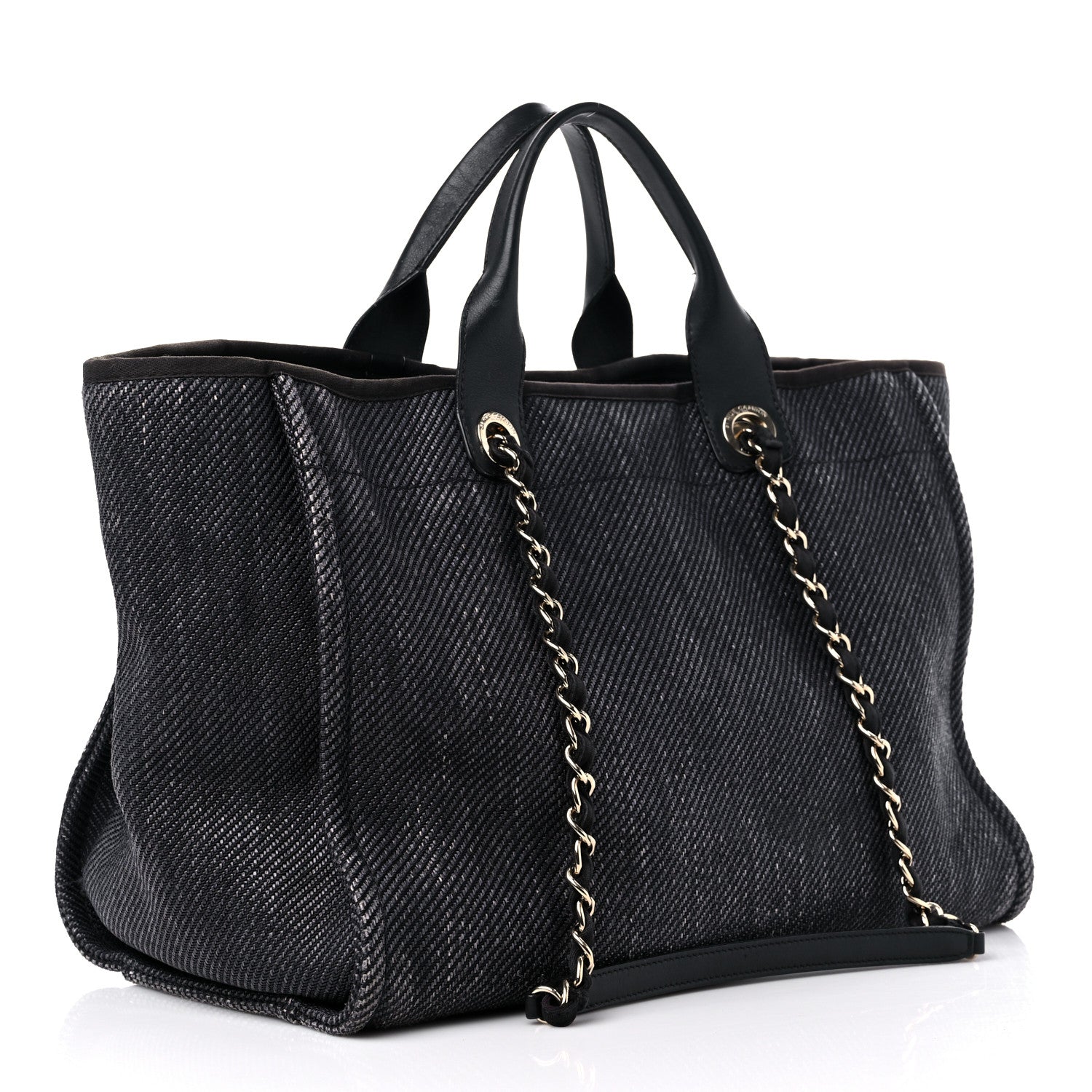 Chanel Woven Straw Raffia Medium Deauville Tote Black 3 of 16