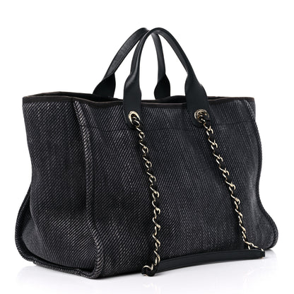 Chanel Woven Straw Raffia Medium Deauville Tote Black 3 of 16