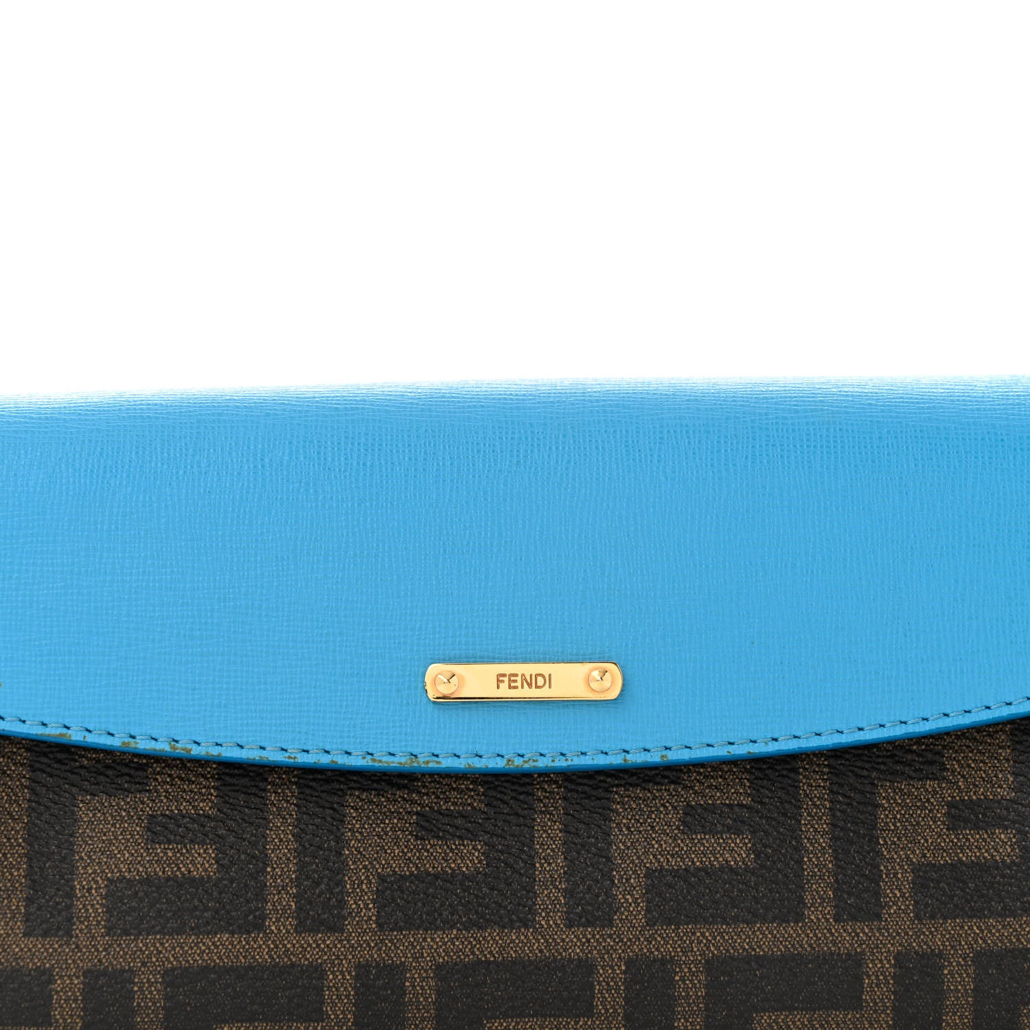 Fendi Zucca Spalmati Vitello Elite Flap Crossbody Bag Tobacco Turquoise 8 of 15