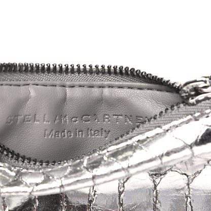 Stella McCartney Crocodile Embossed Falabella Zip Card Holder Silver 6 of 6