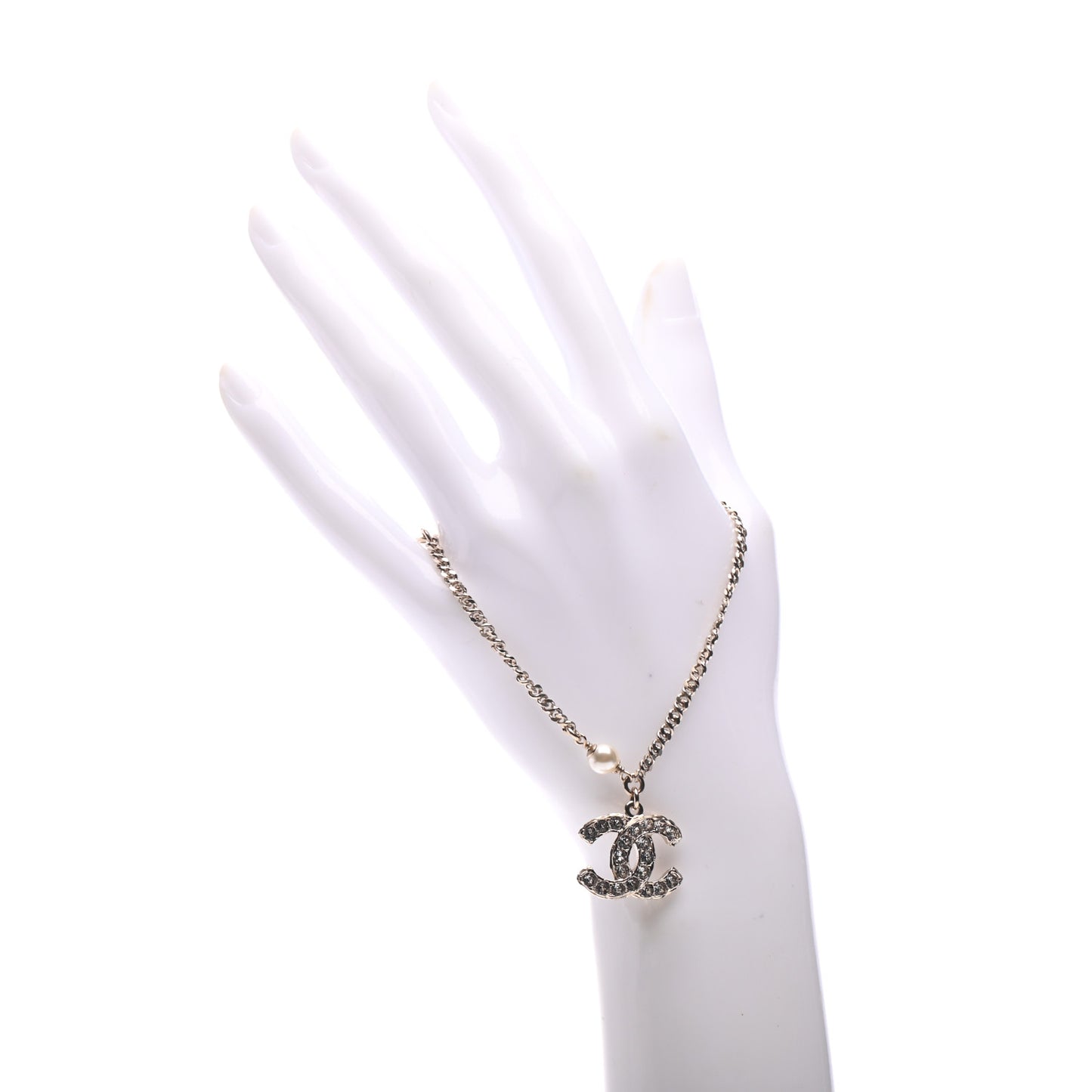 Pearl Crystal CC Bracelet Light Gold