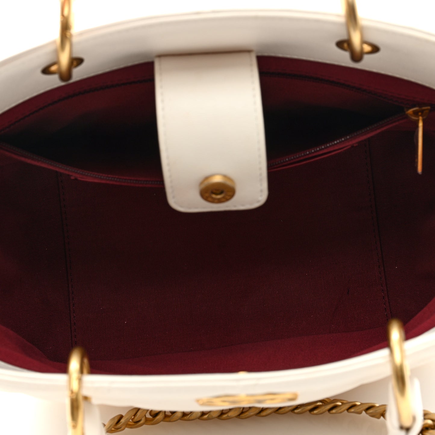 Lambskin Quilted Small Top Handle Shopping Bag White