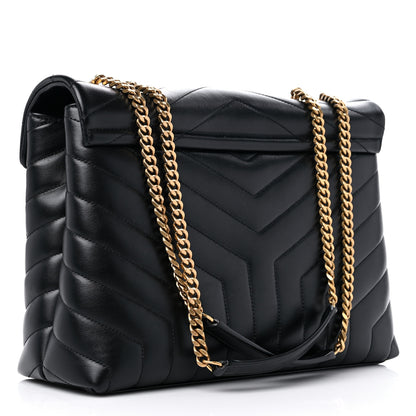 Saint Laurent Calfskin Y Quilted Monogram Medium Loulou Chain Satchel Black 3 of 11
