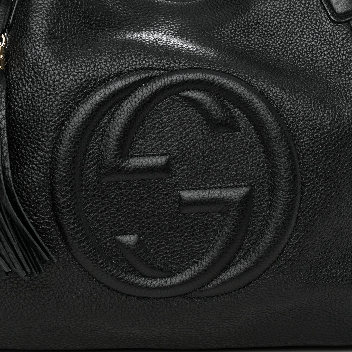 Pebbled Calfskin Medium Soho Shoulder Bag Black