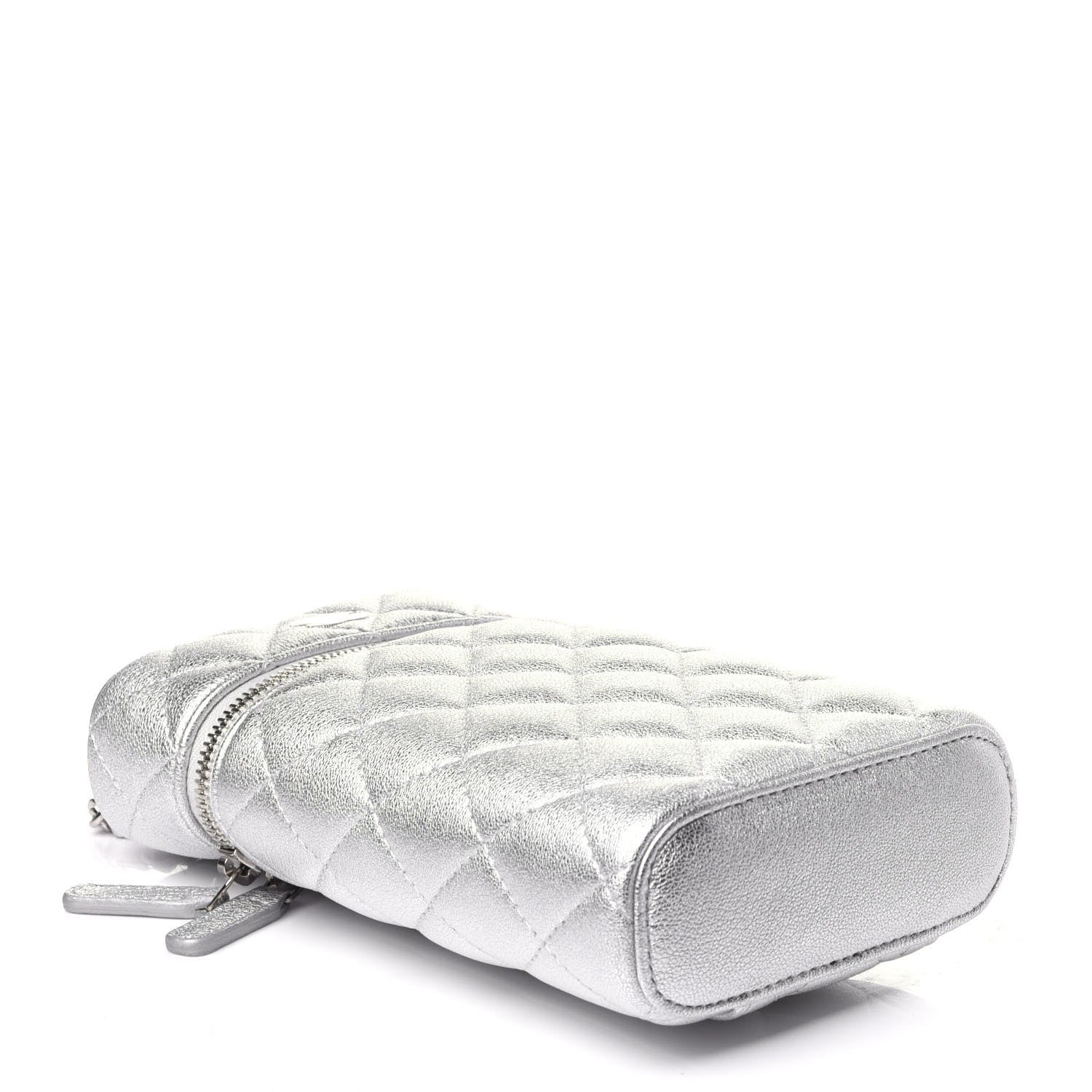 Chanel Metallic Lambskin Quilted Phone Holder With Chain Silver 4 of 12