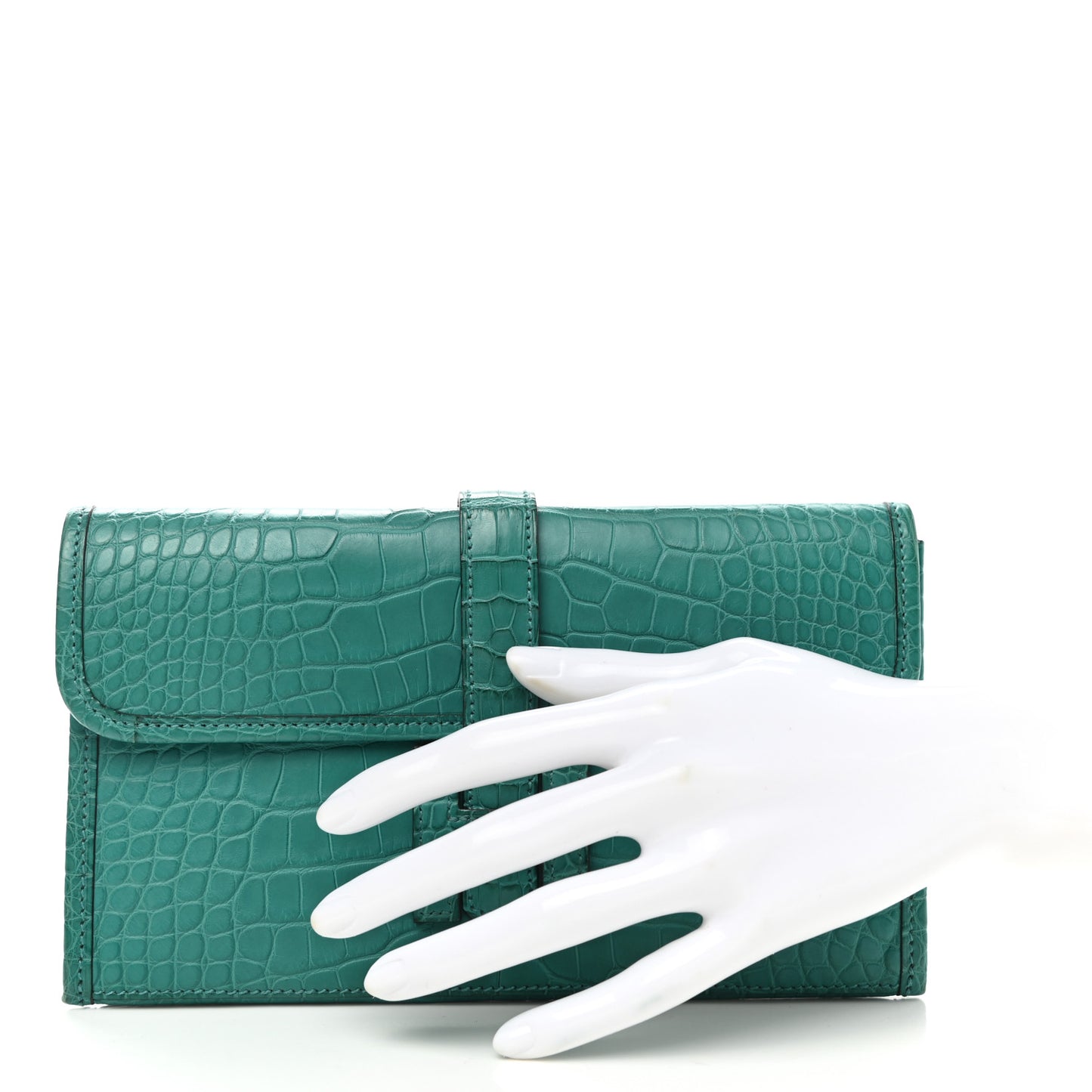 Matte Alligator Jige Duo Clutch Bleu Paon