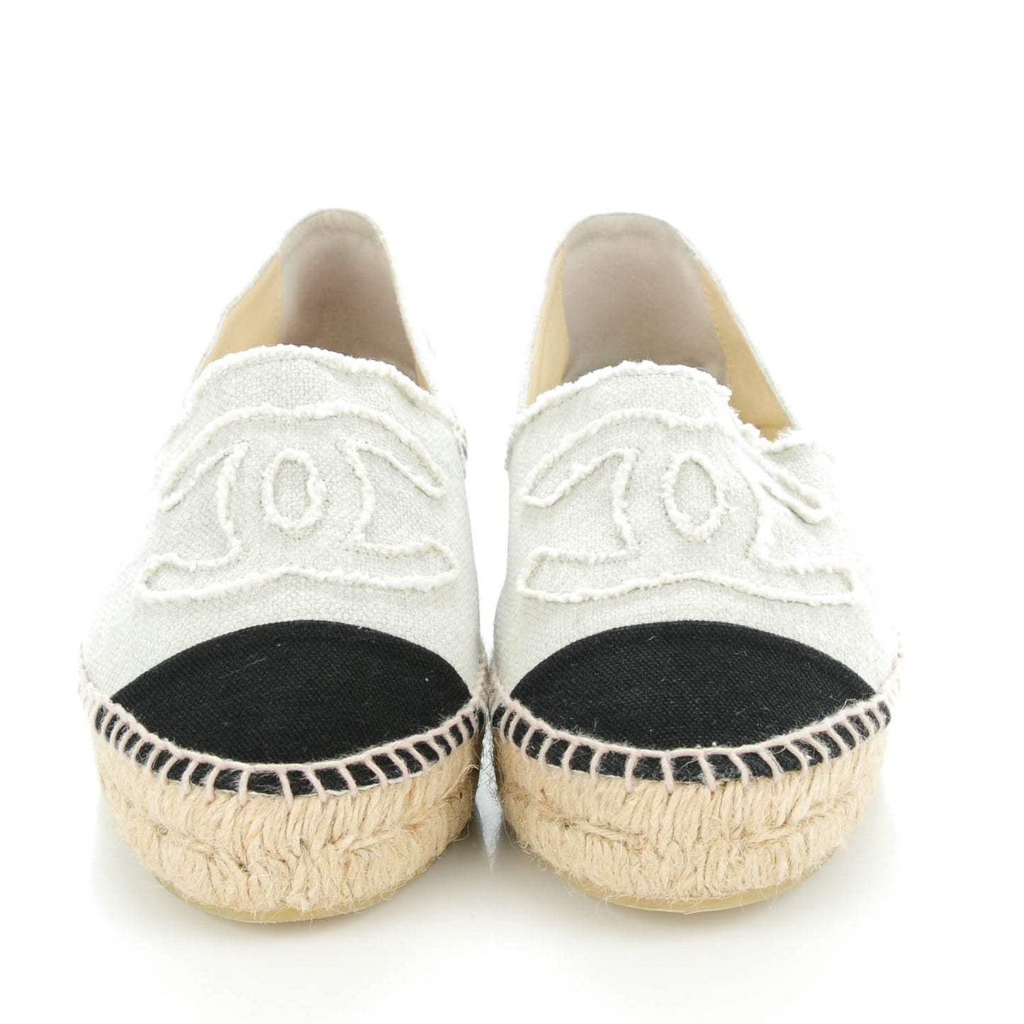 Linen CC Espadrilles 38 Beige Black