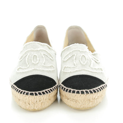 Chanel Linen CC Espadrilles 38 Beige Black 2 of 9