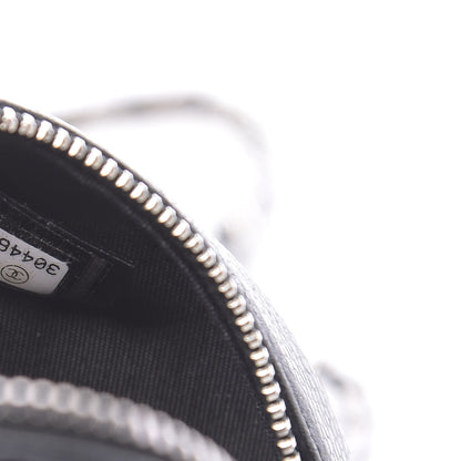 Chanel Caviar Camellia Embossed Round Clutch With Chain Black 7 of 11