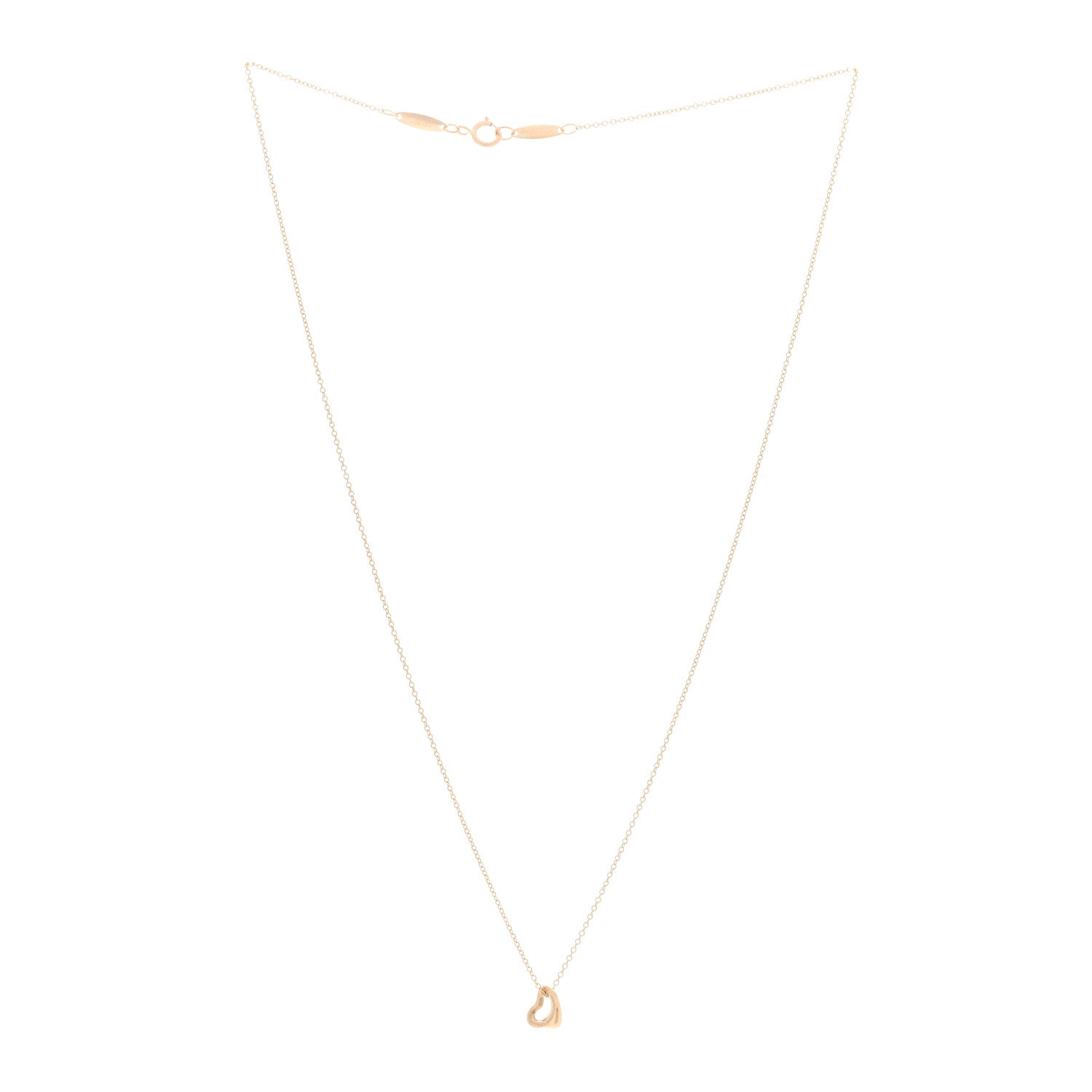 Tiffany 18K Rose Gold 7mm Elsa Peretti Open Heart Pendant Necklace 2 of 3