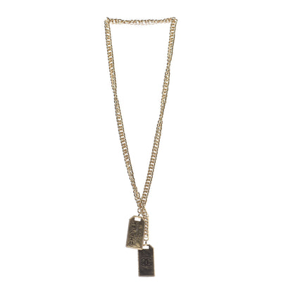Chanel Metal ID Dog Tag Charm Necklace Gold 3 of 8