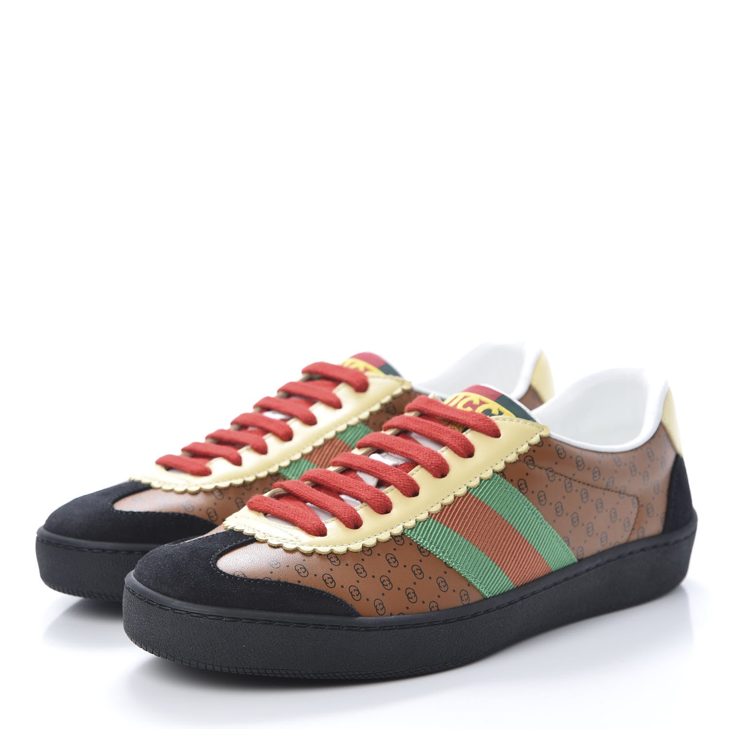 Gucci X DAPPER DAN Calfskin Suede GG Micro Monogram Womens G74 Sneakers 36.5 Black Cuir Burro 3 of 8
