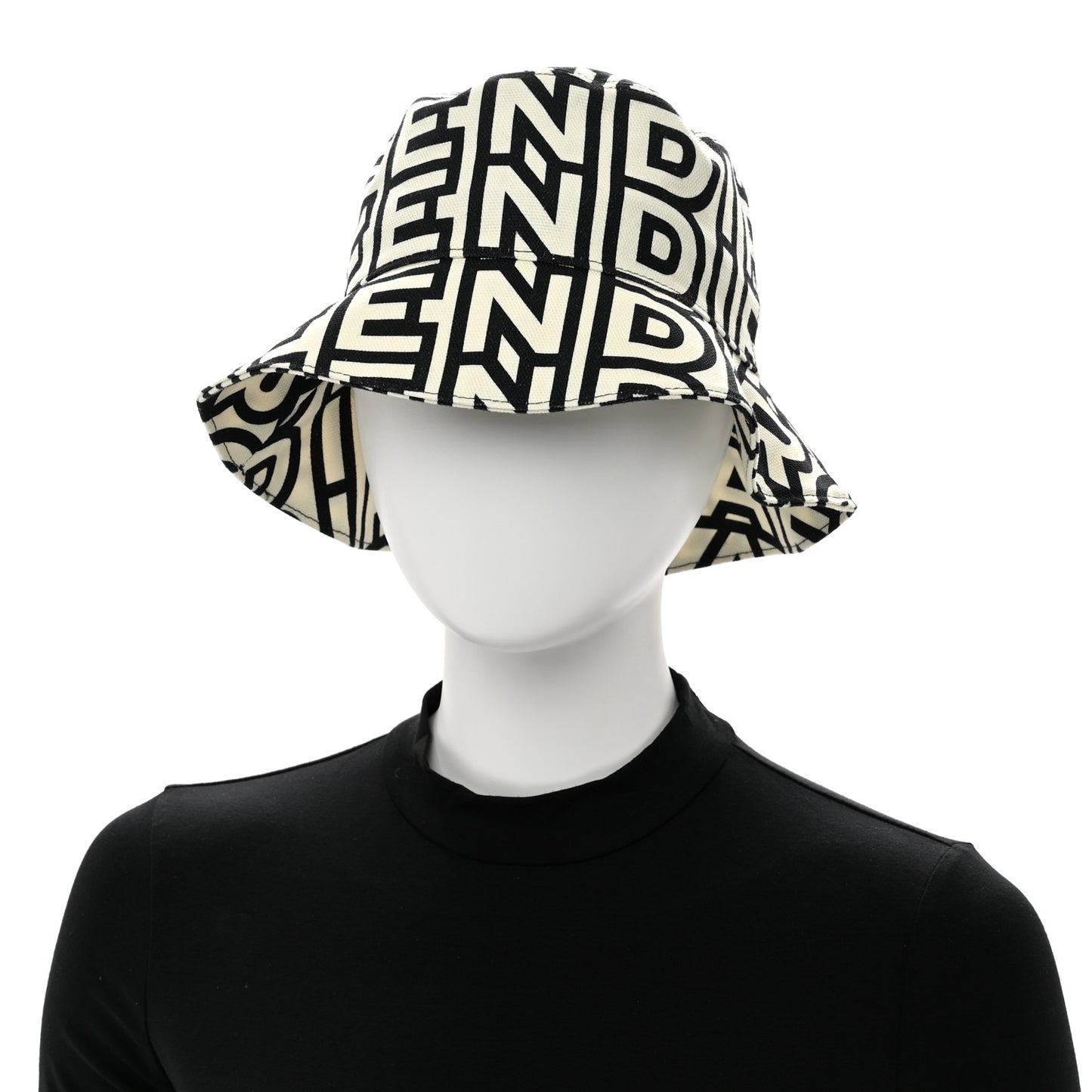 x MARC JACOBS Canvas Logo Print Bucket Hat S Black White