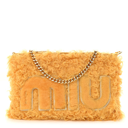 Miu Miu Montone Shearling Logo Crossbody Topazio 1 of 11