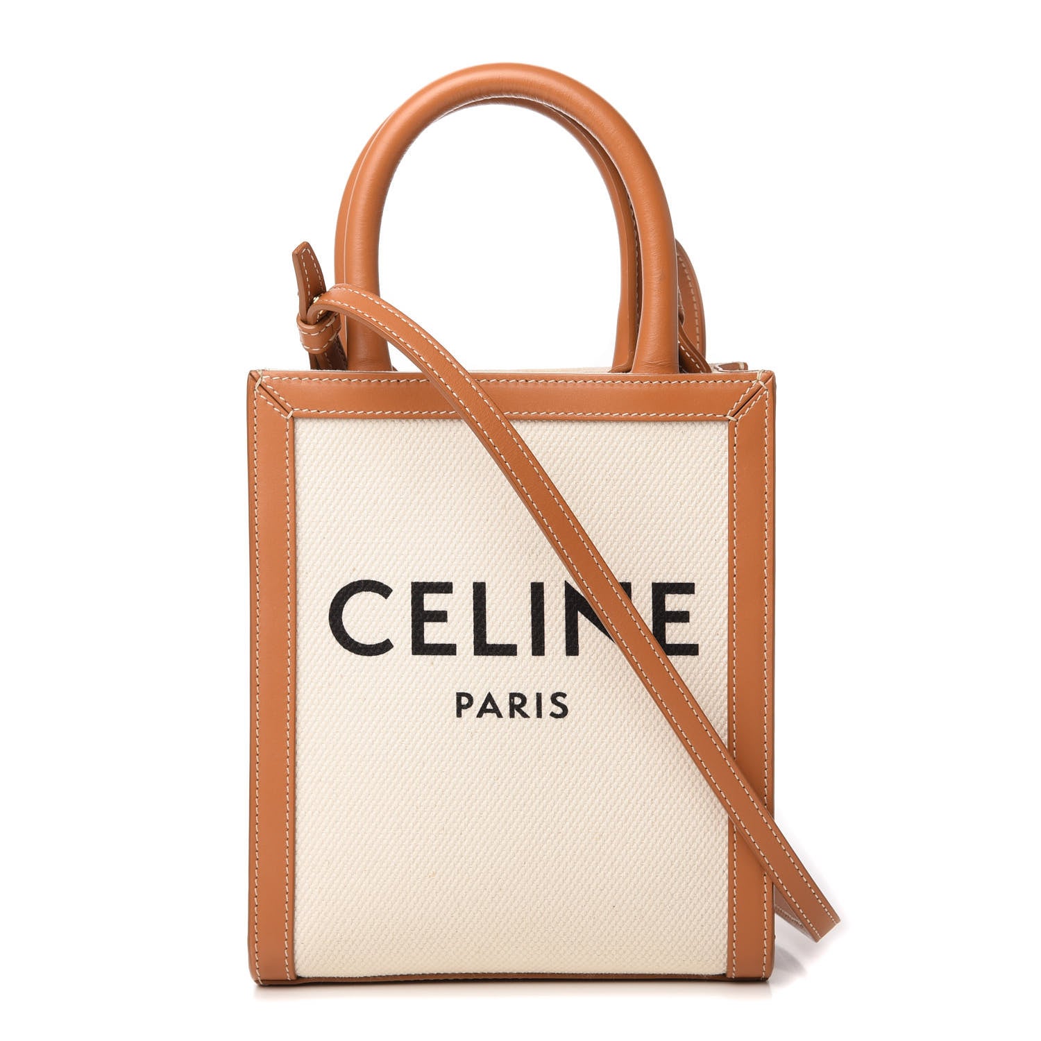 Celine Canvas Calfskin Mini Vertical Cabas Natural Tan 1 of 8