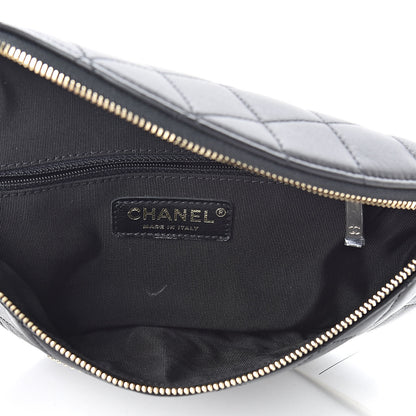 Chanel Lambskin Quilted Studded Waist Bag Fanny Pack Black 5 of 10