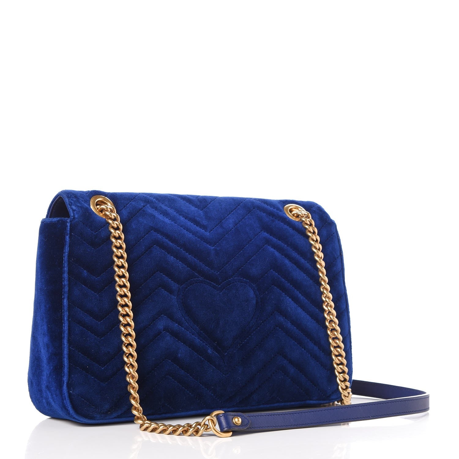 Gucci Velvet Matelasse Medium GG Marmont Shoulder Bag Cobalt Blue 3 of 11