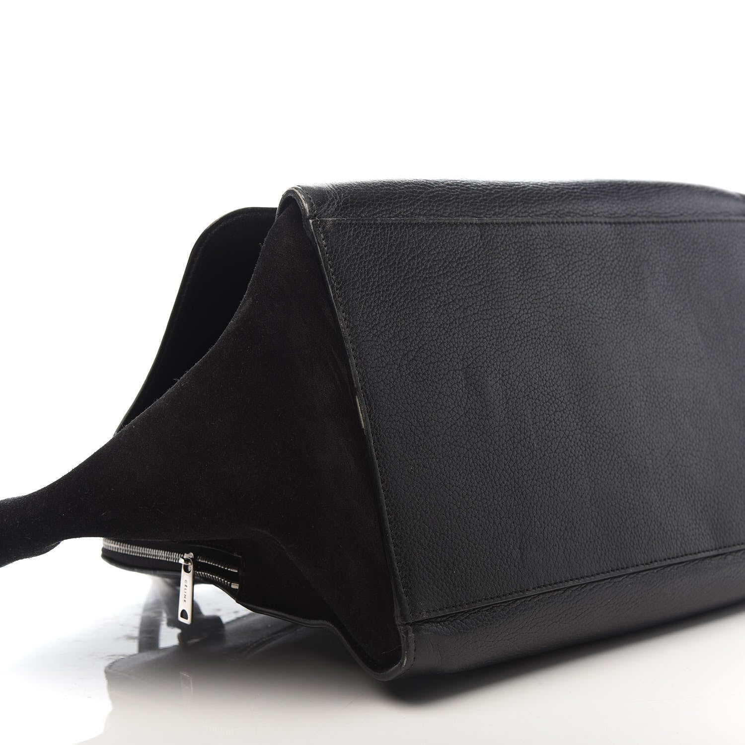 Celine Drummed Calfskin Suede Double Zip Trapeze Black 7 of 8