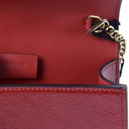 Gucci Patent Embroidered Super Mini Sylvie Chain Shoulder Bag Hibiscus Red 8 of 10