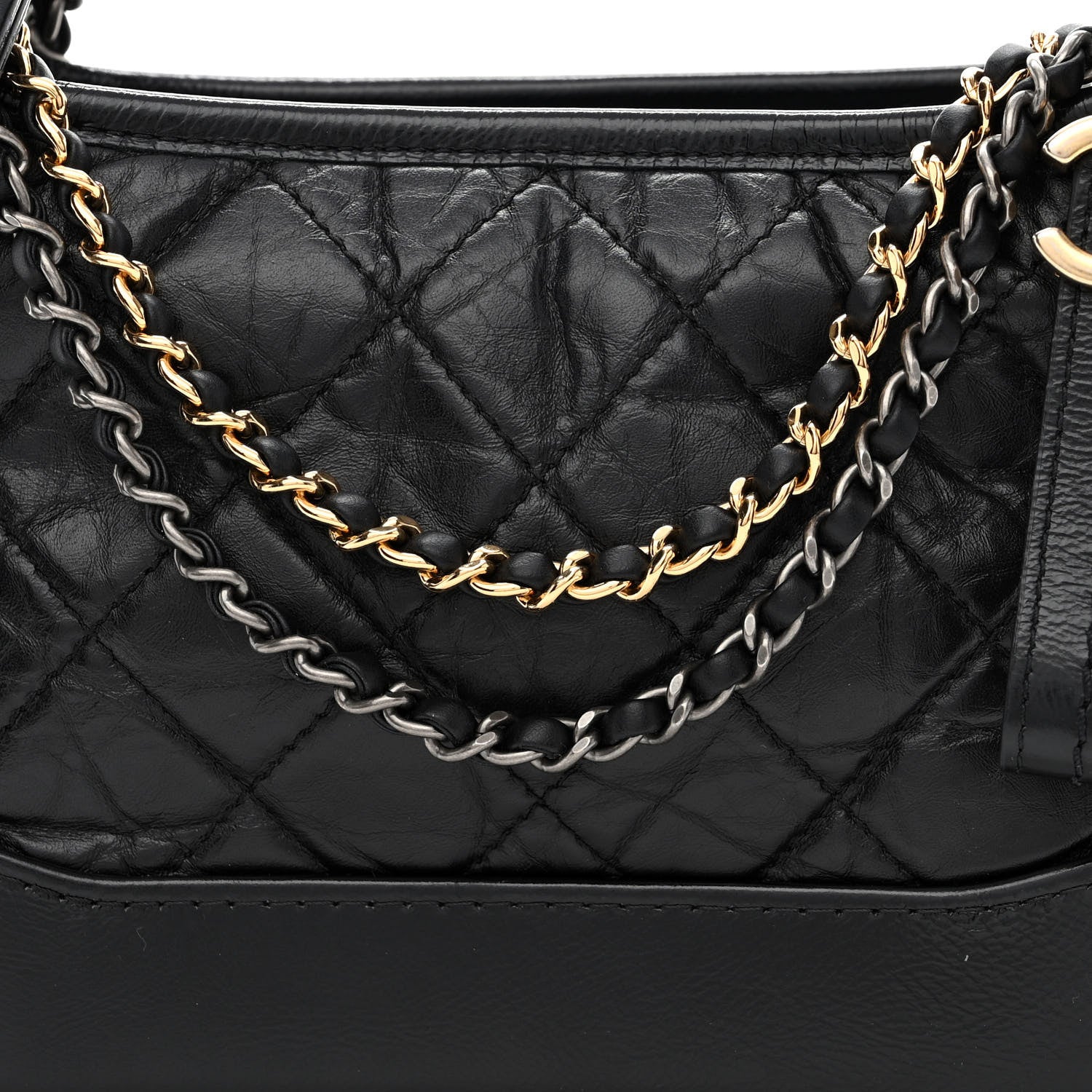 Chanel Aged Calfskin Quilted Small Gabrielle Hobo Black 8 of 10