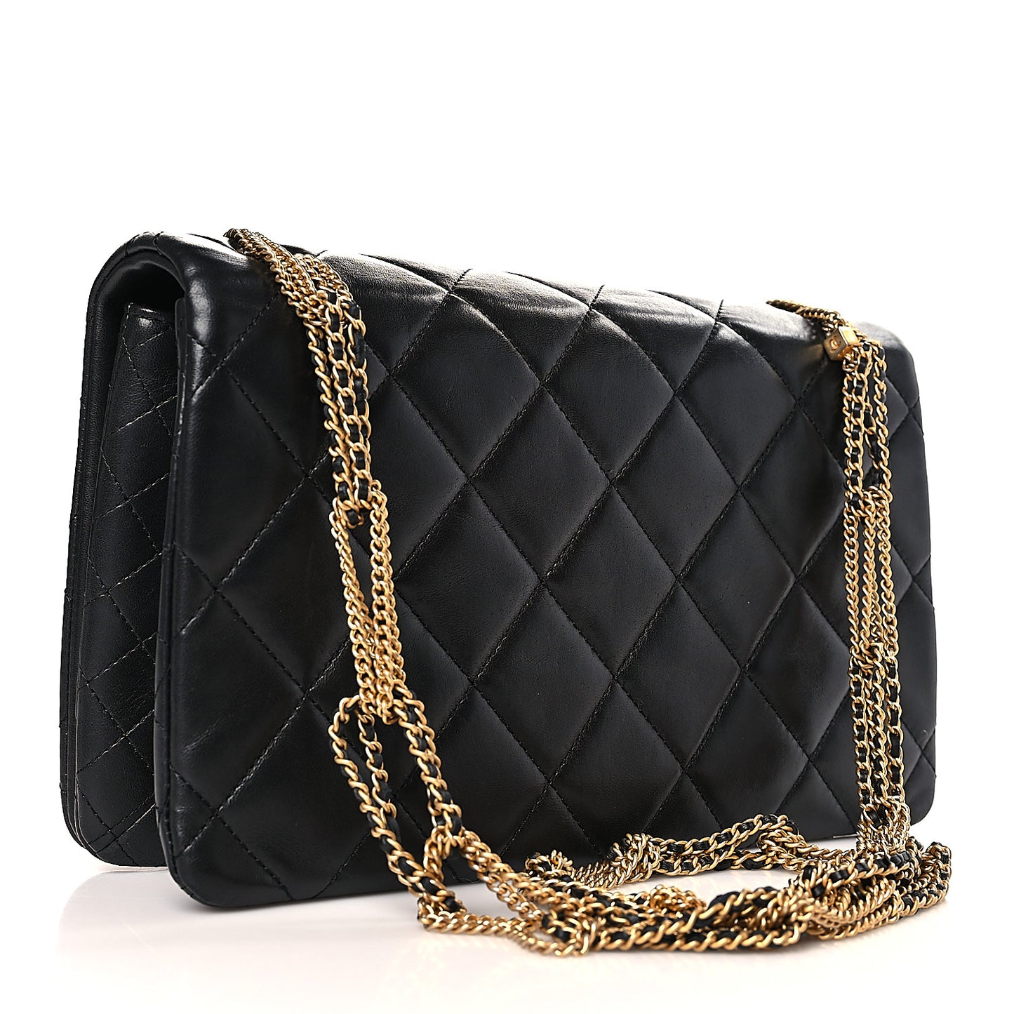Lambskin Quilted On And On Medium Chain Flap Black