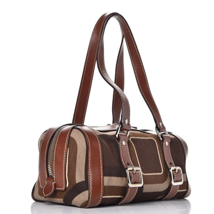 Prada Canvas Calfskin Small Buckle Bag Brown 3 of 11