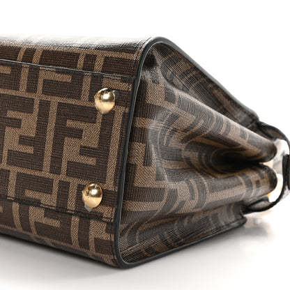 Fendi Glazed Fabric Vitello FF 1974 Hairdo Girls Inlay Mini Peekaboo Iconic Satchel Mogano Panna Multicolor 10 of 10