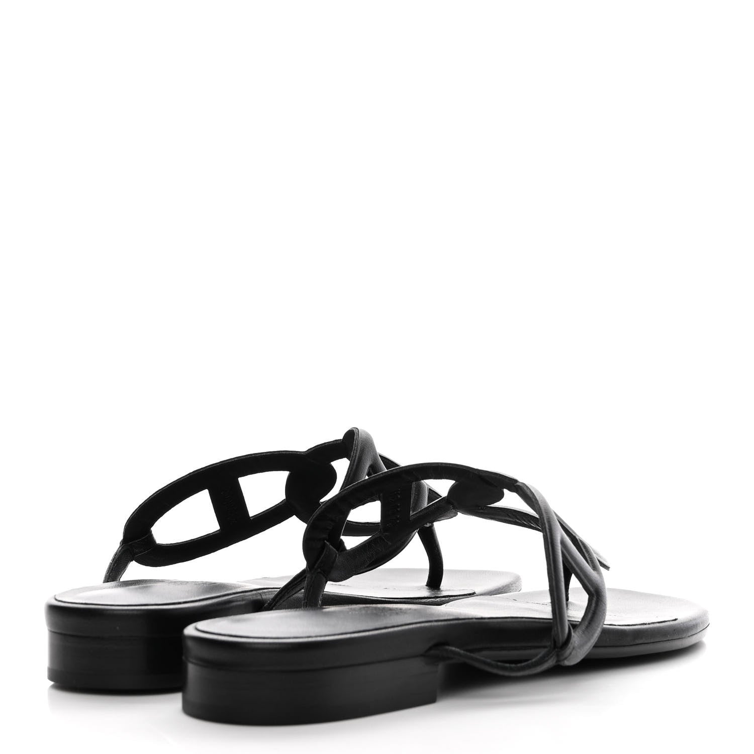 Hermes Nappa Womens Beach Sandals 36.5 Black 4 of 9