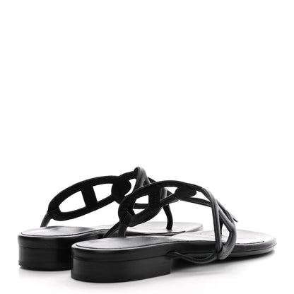 Hermes Nappa Womens Beach Sandals 36.5 Black 4 of 9
