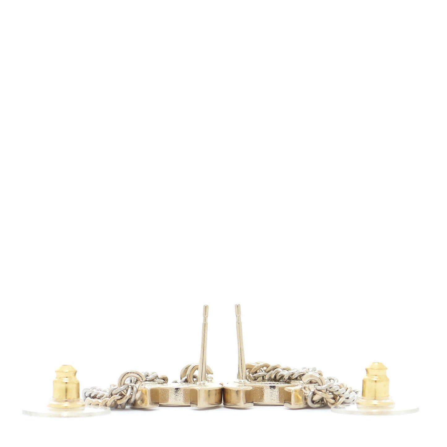 Crystal Chain CC Earrings Gold