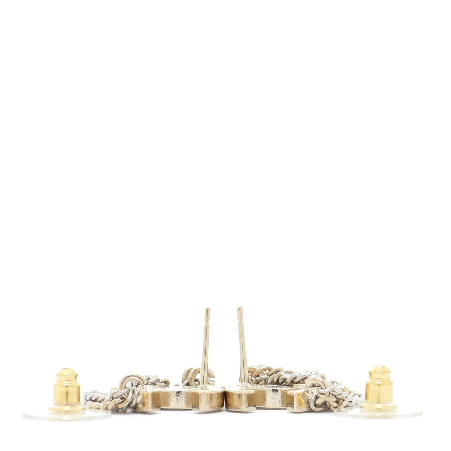 Chanel Crystal Chain CC Earrings Gold 3 of 6
