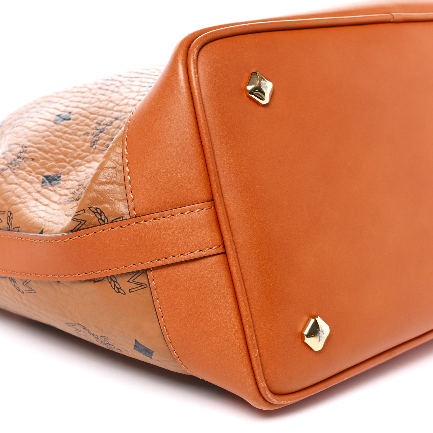 MCM Visetos Small Heritage Drawstring Bucket Bag Cognac 8 of 10