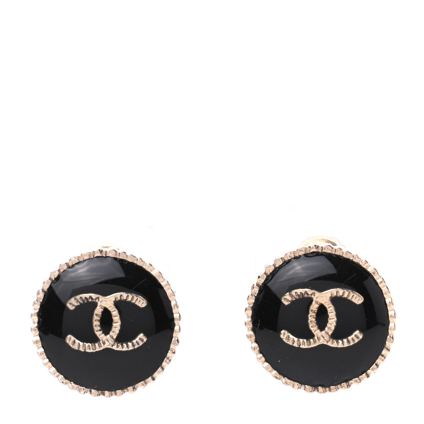 CC Round Earrings Gold Black