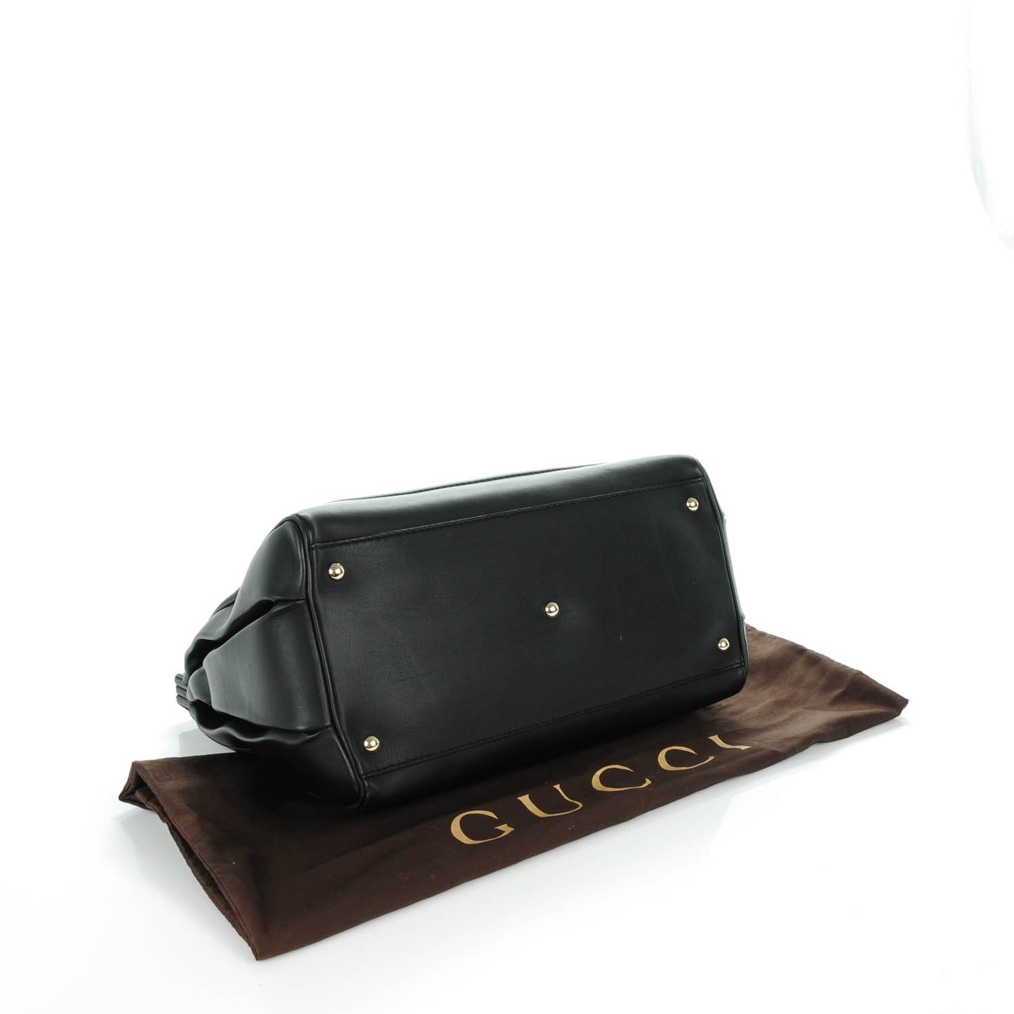 Calfskin Medium Bold Bamboo Top Handle Bag Black