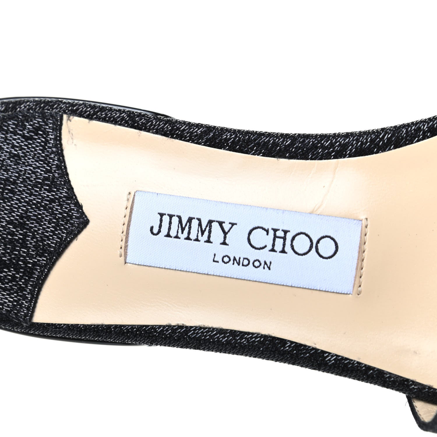 Jimmy Choo Metallic Canvas Crystal Flat Sandals 37.5 Black 6 of 8