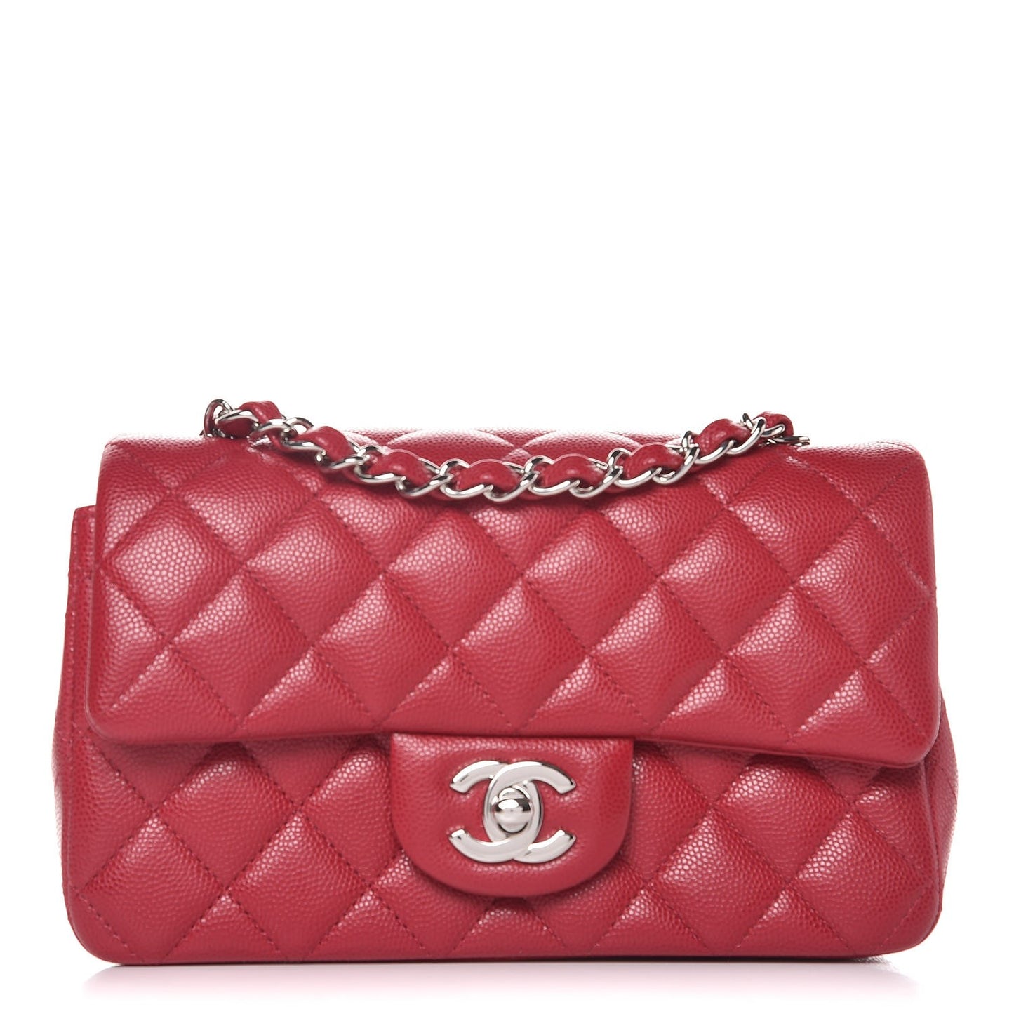 Caviar Quilted Mini Rectangular Flap Red