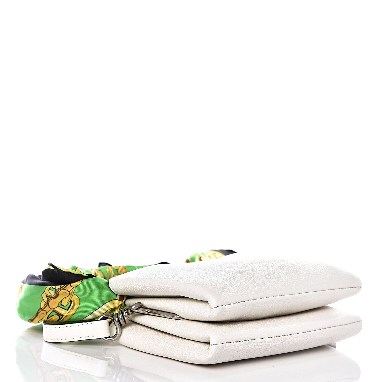 Goatskin XS Flap Scarf Top Handle Bag White