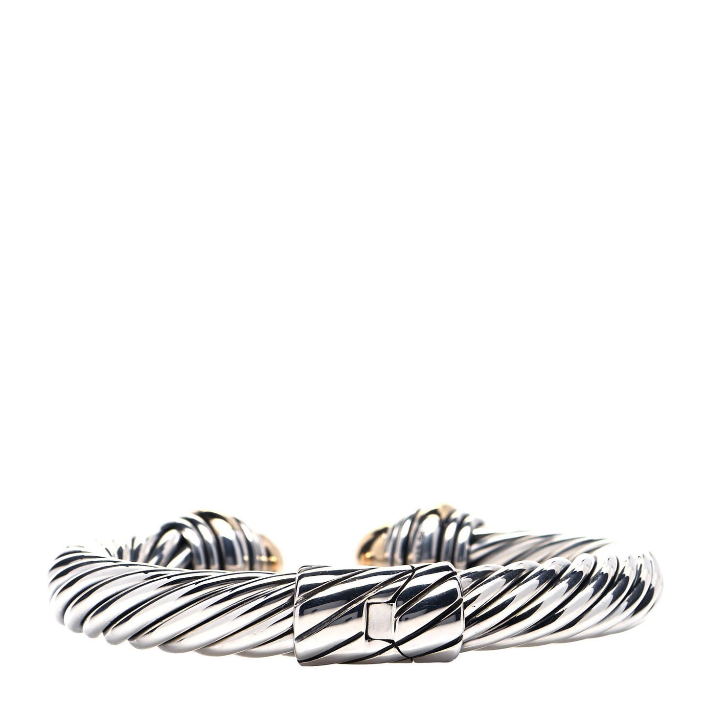 Sterling Silver 14K Yellow Gold 10mm Cable Classics Bracelet