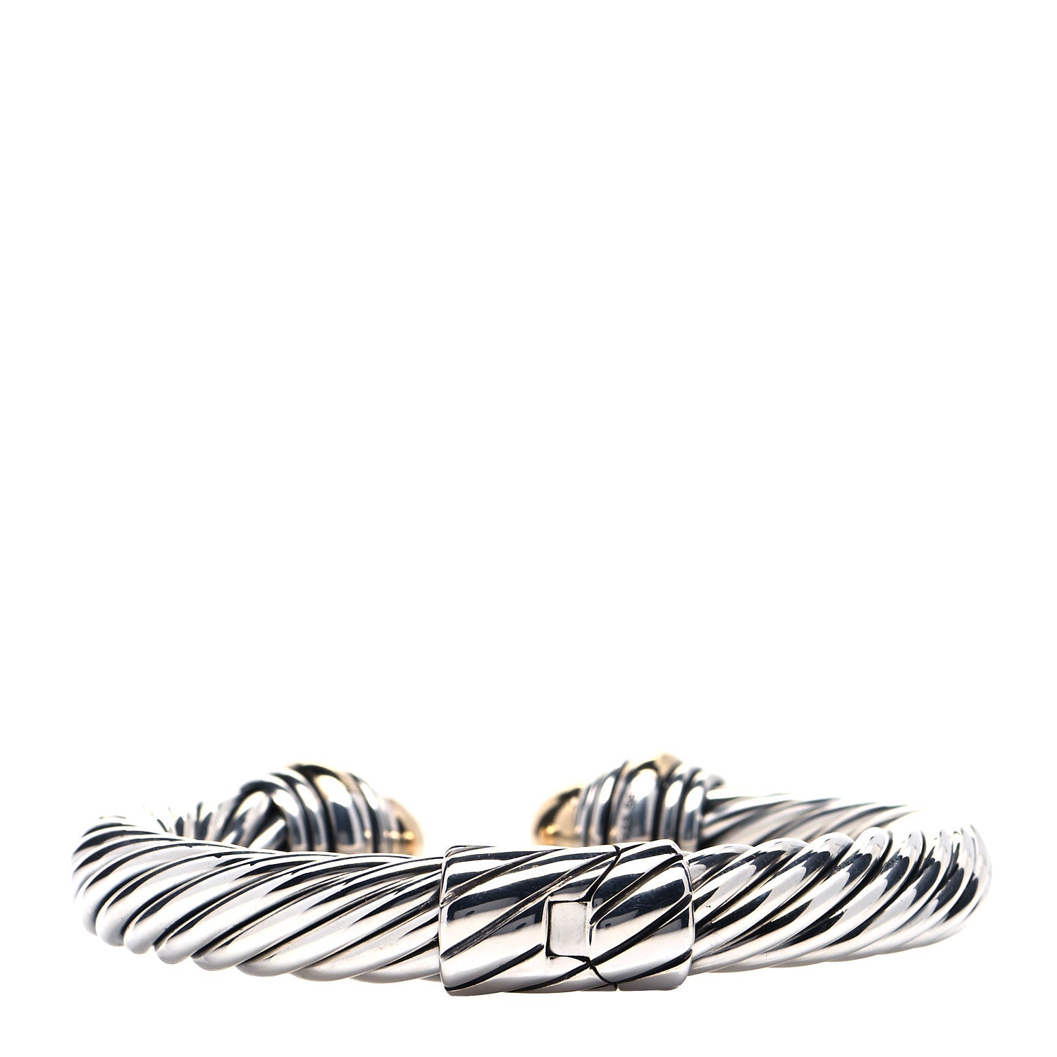 David Yurman Sterling Silver 14K Yellow Gold 10mm Cable Classics Bracelet 3 of 5