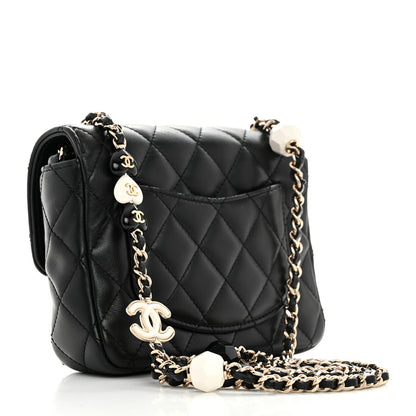 Chanel Lambskin Resin Quilted Mini Heart Square Flap Black 2 of 10
