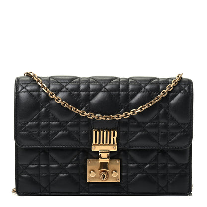 Christian Dior Lambskin Cannage Dioraddict Wallet on Chain Clutch Black 1 of 4