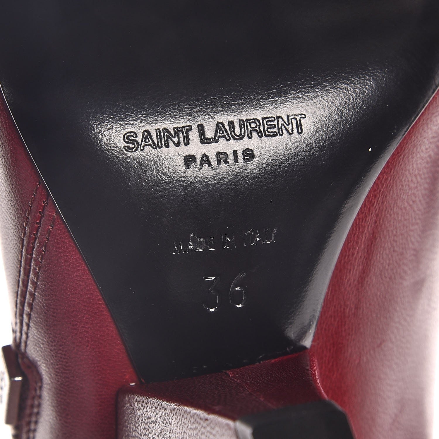 Saint Laurent Calfskin Niki Zip Boots 36 French Burgundy 6 of 9