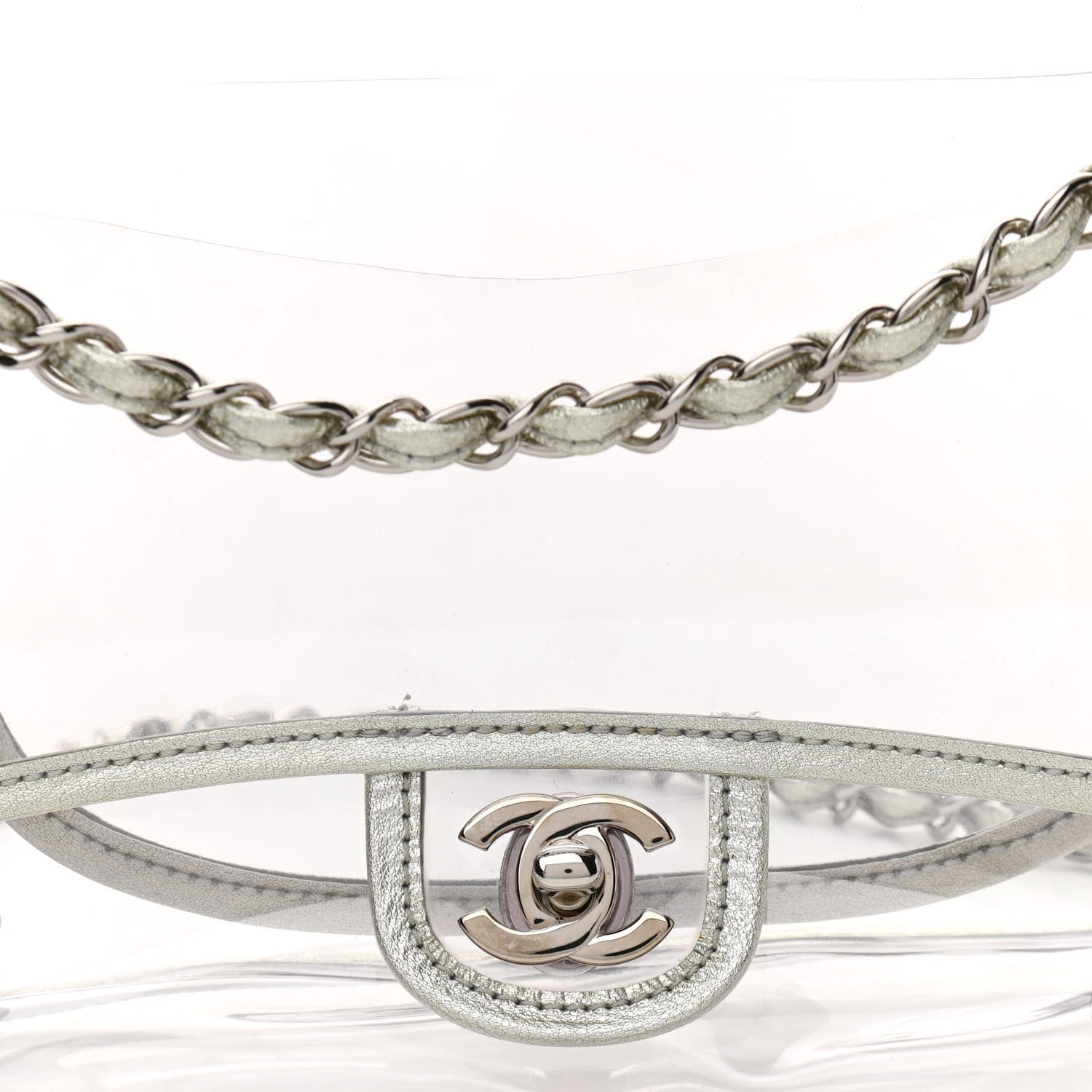 Chanel Metallic Lambskin PVC Medium Naked Flap Transparent Silver 8 of 11