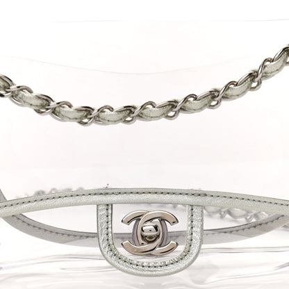 Chanel Metallic Lambskin PVC Medium Naked Flap Transparent Silver 8 of 11