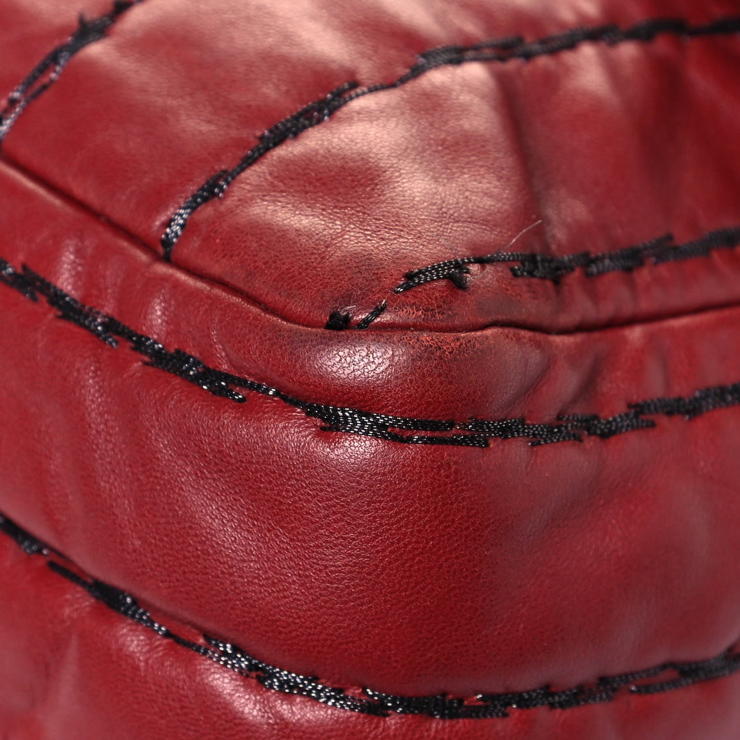 Lambskin Vertical Stitch Jumbo Single Flap Dark Red