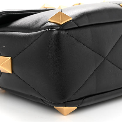 Valentino Garavani Nappa Large Roman Stud Shoulder Bag Black 8 of 10