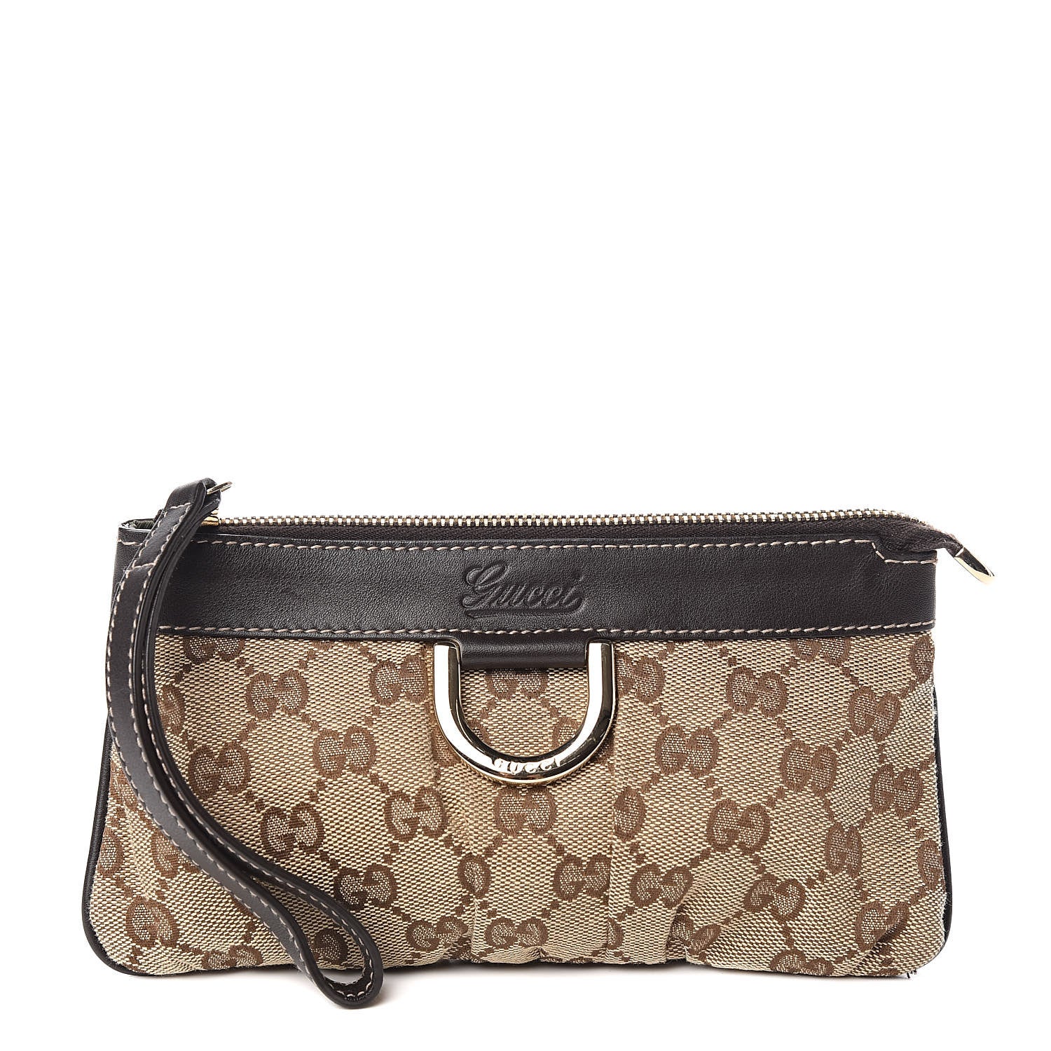 Gucci Monogram D Ring Wristlet Dark Brown 1 of 7