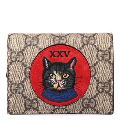 Gucci Soft GG Supreme Monogram Mystic Cat Card Case Wallet 1 of 4
